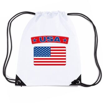 Bellatio Decorations Nylon USA sporttas Amerikaanse vlag wit - Rugzakken