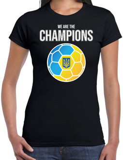Bellatio Decorations Oekraine EK/ WK supporter t-shirt - we are the champions met Oekrainse voetbal - zwart - dames - kleding / shirt S