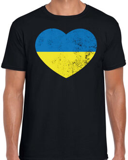 Bellatio Decorations Oekraine hart t-shirt zwart heren - Oekraine shirt met Oekraiense vlag XL