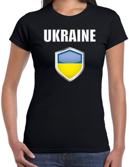 Bellatio Decorations Oekraine landen t-shirt zwart dames - Oekraiense landen shirt / kleding - EK / WK / Olympische spelen Ukraine outfit 2XL