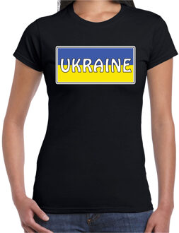 Bellatio Decorations Oekraine / Ukraine landen t-shirt zwart dames 2XL