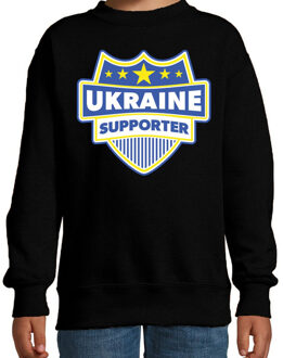 Bellatio Decorations Oekraine  / Ukraine schild supporter sweater zwart voor k 12-13 jaar (152/164)