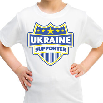 Bellatio Decorations Oekraine / Ukraine schild supporter t-shirt wit voor kinderen L (146-152)