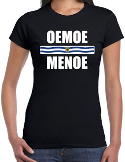 Bellatio Decorations Oemoe menoe met vlag Zeeland t-shirt zwart dames - Zeeuws dialect cadeau shirt 2XL