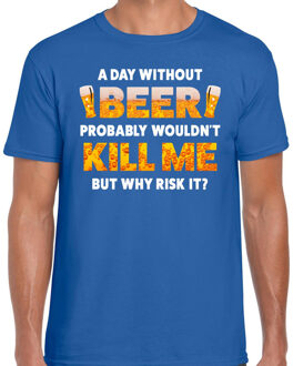 Bellatio Decorations Oktoberfest A day Without Beer drank fun t-shirt blauw voor heren 2XL