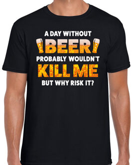 Bellatio Decorations Oktoberfest A day Without Beer drank fun t-shirt zwart voor heren 2XL