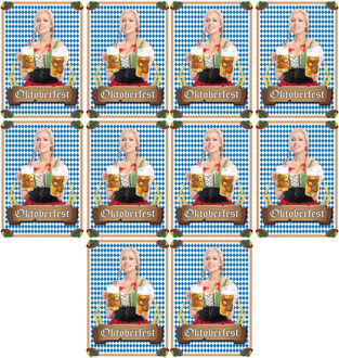 Bellatio Decorations Oktoberfest aankondiging deurposter - 10x - A1 formaat - 59 x 84 cm - papier - Bierfeest