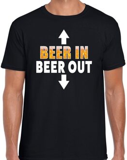 Bellatio Decorations Oktoberfest Beer in beer out drank fun t-shirt zwart voor heren 2XL