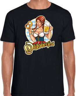 Bellatio Decorations Oktoberfest drank fun t-shirt outfit - zwart - voor heren - bedrukt met Oktoberfeest elementen - bierfest kostuum / verkleedkleding 2XL