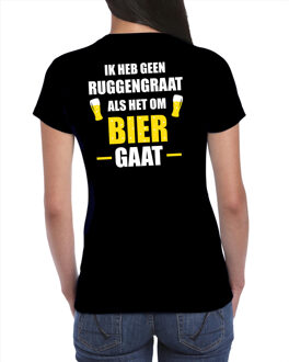 Bellatio Decorations Oktoberfest Geen ruggengraat als het om bier gaat drank fun t-shirt - zwart met wit en gele letters - voor dames - bier drink shirt kleding / outfit / themafeest M