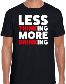 Bellatio Decorations Oktoberfest Less thinking more drinking drank fun t-shirt zwart voor heren L