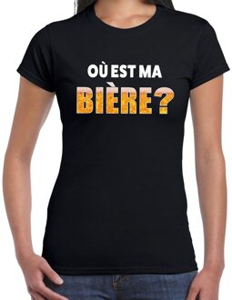 Bellatio Decorations Oktoberfest Ou est ma Biere bier/drank fun t-shirt zwart voor dames L