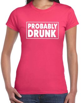 Bellatio Decorations Oktoberfest Probably drunk drank fun t-shirt roze voor dames 2XL