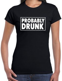 Bellatio Decorations Oktoberfest Probably drunk drank fun t-shirt zwart voor dames XS