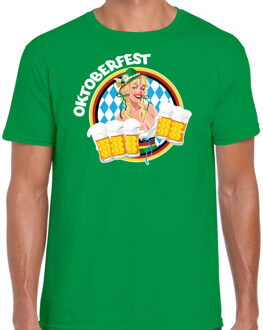 Bellatio Decorations Oktoberfest verkleed t-shirt heren - Duitsland/duits bierfeest kleding - groen 2XL