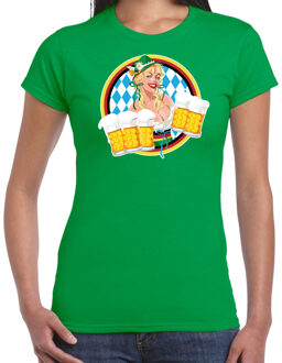 Bellatio Decorations Oktoberfest verkleed t-shirt voor dames - Duits bierfeest kostuum/kleding - groen 2XL