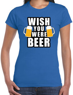 Bellatio Decorations Oktoberfest Wish you were BEER drank fun t-shirt blauw voor dames XS