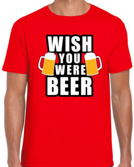 Bellatio Decorations Oktoberfest Wish you were BEER drank fun t-shirt rood voor heren 2XL