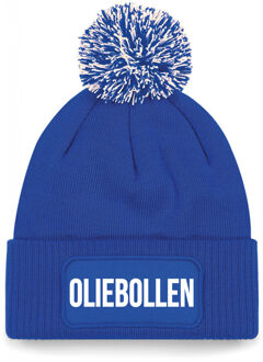Bellatio Decorations Oliebollen muts met pompon unisex - one size - blauw