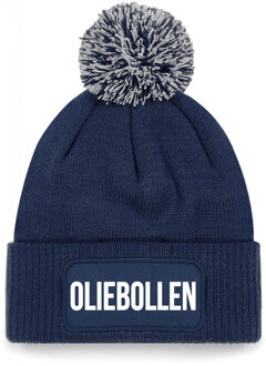 Bellatio Decorations Oliebollen muts met pompon unisex - one size - navy