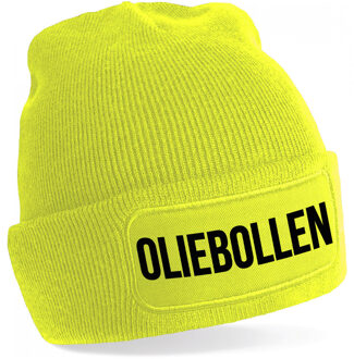 Bellatio Decorations Oliebollen muts unisex - one size - geel - apres-ski muts One size