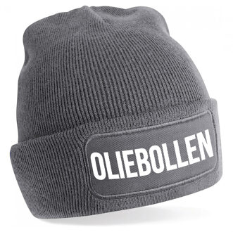 Bellatio Decorations Oliebollen muts unisex - one size - grijs - apres-ski muts One size