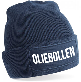 Bellatio Decorations Oliebollen muts unisex - one size - navy - apres-ski muts One size