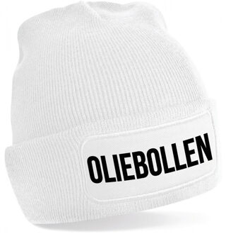 Bellatio Decorations Oliebollen muts unisex - one size - wit - apres-ski muts One size