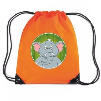 Bellatio Decorations Olifant dieren trekkoord rugzak / gymtas oranje voor kinderen - Gymtasje - zwemtasje