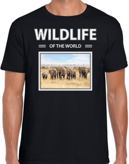 Bellatio Decorations Olifant t-shirt met dieren foto wildlife of the world zwart voor heren