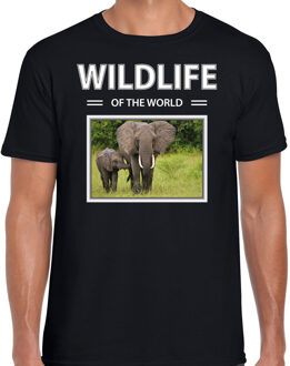 Bellatio Decorations Olifant t-shirt met dieren foto wildlife of the world zwart voor heren