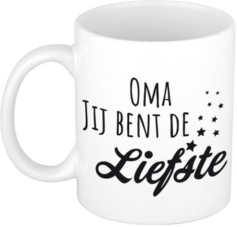 Bellatio Decorations Oma jij bent de liefste cadeau mok / beker wit - cadeau verjaardag - feest mokken Multikleur