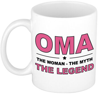 Bellatio Decorations Oma the legend cadeau mok / verjaardag beker 300 ml - feest mokken Roze