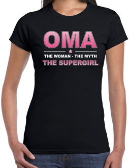 Bellatio Decorations Oma the supergirl cadeau t-shirt zwart voor dames 2XL