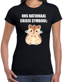 Bellatio Decorations Ons nationaal crisis symbool hamster t-shirt zwart voor dames
