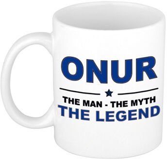 Bellatio Decorations Onur cadeau mok - man myth legend - naam koffiemok / beker - wit en blauw - 300 ml