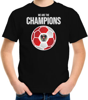 Bellatio Decorations Oostenrijk EK/ WK supporter t-shirt we are the champions met Oostenrijkse voetbal zwart kinderen L (146-152)