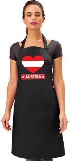 Bellatio Decorations Oostenrijk hart vlag barbecueschort/ keukenschort zwart