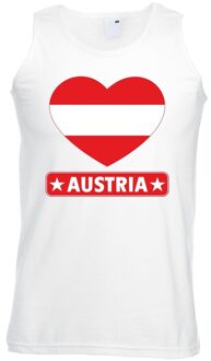 Bellatio Decorations Oostenrijk hart vlag singlet shirt/ tanktop wit heren