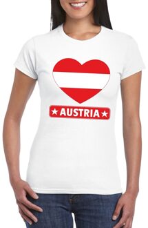 Bellatio Decorations Oostenrijk hart vlag t-shirt wit dames XS