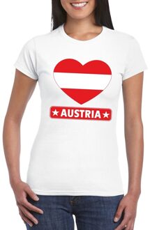 Bellatio Decorations Oostenrijk hart vlag t-shirt wit dames