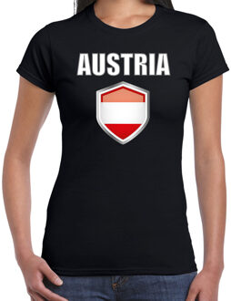 Bellatio Decorations Oostenrijk landen supporters t-shirt - zwart - dames - fan kleding - korte mouwen
