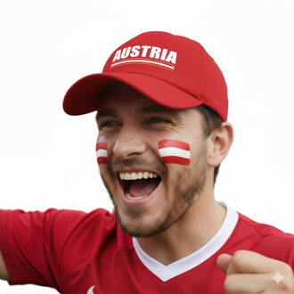 Bellatio Decorations Oostenrijk supporters set - baseballcap rood - met vlag schminkstift - volwassenen - landen
