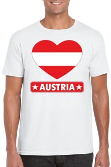 Bellatio Decorations Oostenrijk t-shirt met oostenrijkse vlag in hart wit heren 2xl