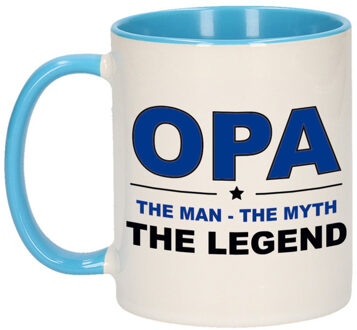 Bellatio Decorations Opa cadeau mok - man myth legend - koffiemok / beker - wit en blauw - 300 ml Multi