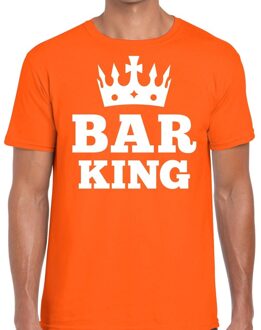 Bellatio Decorations Oranje Bar King met kroontje t-shirt heren