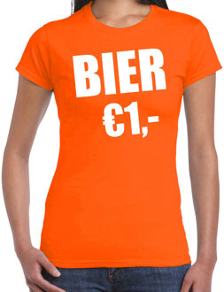 Bellatio Decorations Oranje bier 1 euro shirtje - Koningsdag t-shirt voor dames XS - Feestshirts