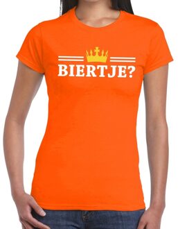 Bellatio Decorations Oranje Biertje en kroon shirt dames