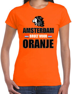 Bellatio Decorations Oranje EK/ WK fan shirt / kleding Amsterdam brult voor oranje voor dames 2XL - Feestshirts