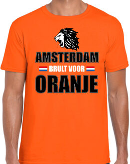 Bellatio Decorations Oranje EK/ WK fan shirt / kleding Amsterdam brult voor oranje voor heren 2XL - Feestshirts